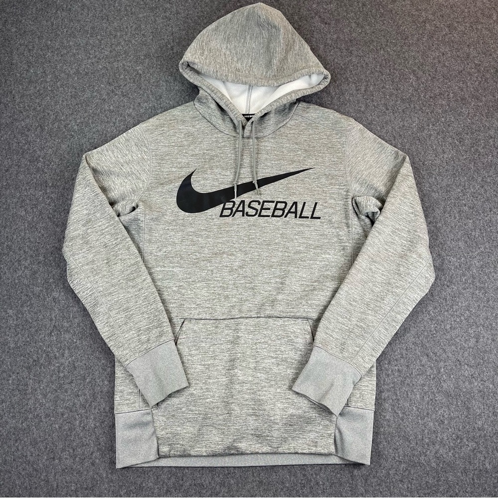 Nike Dri Fit Baseball Hoodie Mens Medium Gray Black